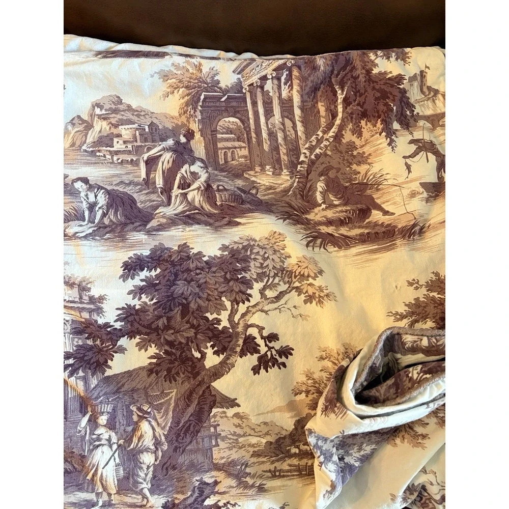 VTG Toile Spa Chinoiserie Custom‎ Made Queen Duvet Cover Soft Lavender 87